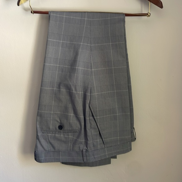 Suit set blue squares modern like new 3 times used slim fit size L pants 34X32 - Picture 4 of 8